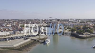 Drone View Of La Rochelle, The Old Port, Saint-Nicolas Tower, Chain Tower