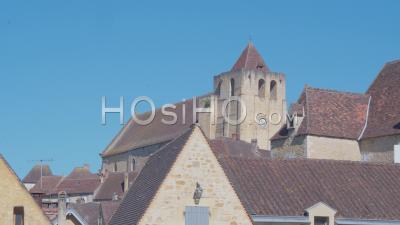 St Cyprien Main Church In Dordogne, Video Drone Footage