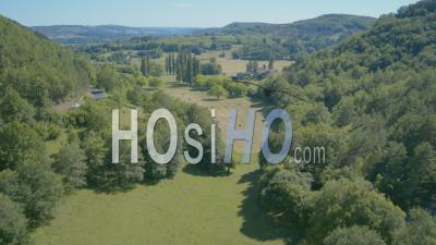Fly Over St Cyprien Valley In Dordogne, Video Drone Footage