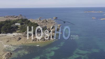 Drone View Of Pellinec Cove, Enez Illiec