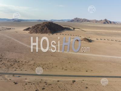 Camp Lodge In The Desert, Nearby The Namib Naukluft Park, Sesriem, Namibia - Aerial Photography