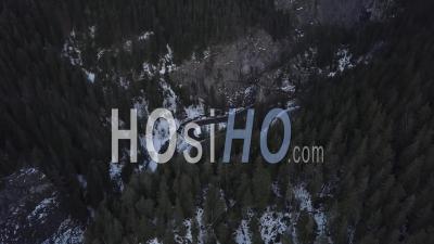 Bicaz Gorges And Curved Mountain Roads At Winter - Video Drone Footage