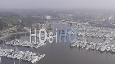 Drone View Of Capbreton In The Mist, The Port
