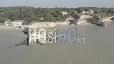 Drone View Of Meschers-Sur-Gironde, Plage Des Vergnes, Cabanes A Carrelets