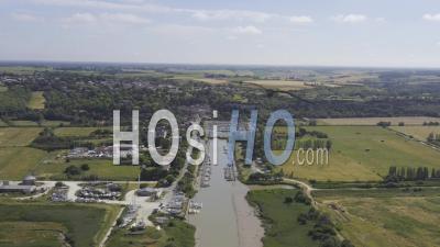 Drone View Of Mortagne Sur Gironde, The Chenal De Mortagne, The Port