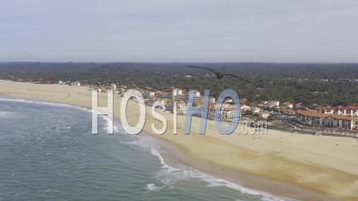 Vidéo Par Drone De Soorts Hossegor, L'océan, La Plage Sud, Le Village