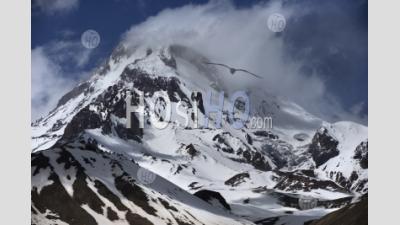 Snow-Covered Mountain Kazbek Georgia Europe Caucasus Mountains - Aerial Photography