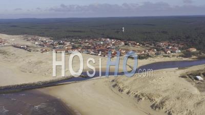 Drone View Of Contis-Plage, The Courant De Contis, The Dunes, The Village, The Lighthouse