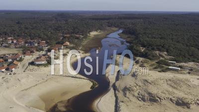 Drone View Of Contis-Plage, The Beach, The Dunes, The Courant De Contis, The Village