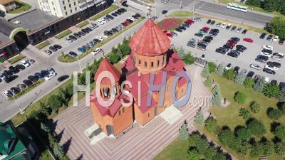 Aerial View Of Church Of Saint Karapet. Yekaterinburg. Russia - Video Drone Footage