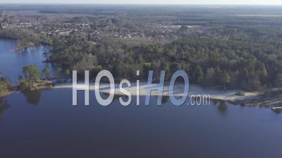 Drone View Of Hostens, The Lac De Lamothe, The Beach