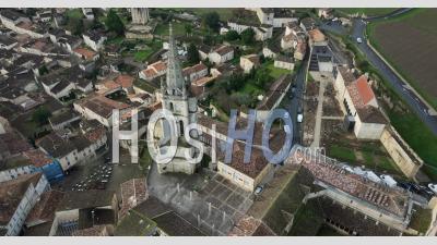 Saint-Emilion City, Medieval Town, Bordeaux Vineyard - Video Drone Footage