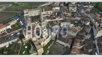 Saint-Emilion City, Medieval Town, Bordeaux Vineyard - Video Drone Footage