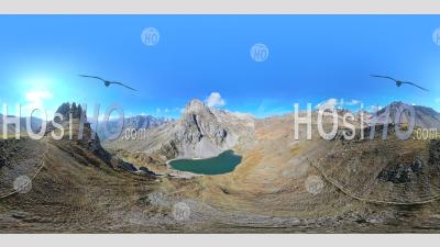 The Great Lake In The Cerces Mountain Range, Aerial 360 Vr Photo By Drone