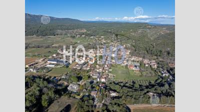 Correns Village In Winter, Var, France - Aerial Photography