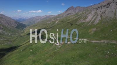 Road From Agnel Pass Between The Queyras And The Italian Piemont - Video Drone Footage