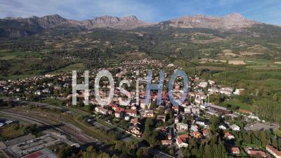 The Village Of Chorges Near Lake Serre-Poncon, Hautes-Alpes, France - Video Drone Footage
