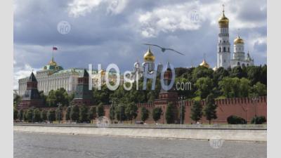 View On Moscow Kremlin President Palace And Complex Of Churches