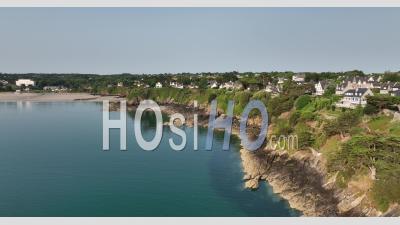 Pointe De La Garde In Saint Cast Le Guildo, Brittany - Video Drone Footage