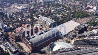 St Pancras And Kings Cross Stations, London Filmed By Helicopter