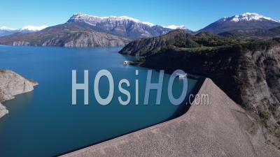 Hydroelectric Dam Of Serre Poncon, Hautes-Alpes, France - Video Drone Footage
