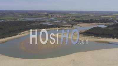 Drone View Of Talmont-Saint-Hilaire, The Estuaire Du Payre, The Veillon Beach