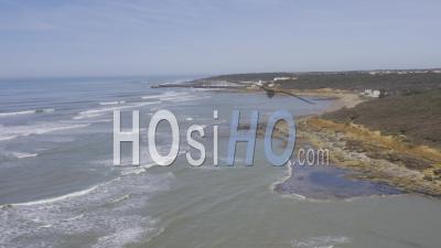 Drone View Of Talmont-Saint-Hilaire, The Coastline, In The Background The Port