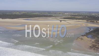 Drone View Of Talmont-Saint-Hilaire, The Estuaire Du Payre, The Veillon Beach