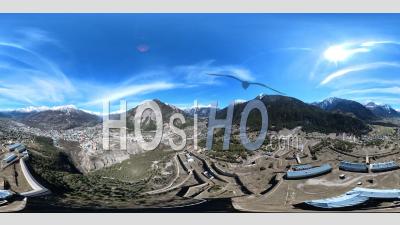 Aerial View 360vr Of The Fort Des Têtes (unesco World Heritage Site) Above Briançon, By Drone