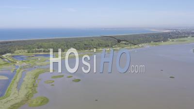 Drone View Of L'aiguillon-La-Presqu'ile, Le Lay, Oyster Farms, The Ocean