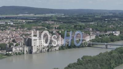 Tarascon From Rhone River, France - Video Drone Footage