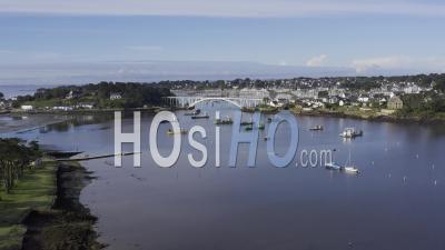 Flyover La Trinite-Sur-Mer, The Riviere De Crac'h, The Pont De Kerisper - Video Drone Footage