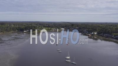 Flyover La Trinite-Sur-Mer, The Riviere De Crac'h - Video Drone Footage