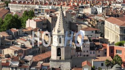 Accoules Church And Vieille Charite In Panier, The Oldest District Of Marseille, Bouches-Du-Rhone, France - Video Drone Footage