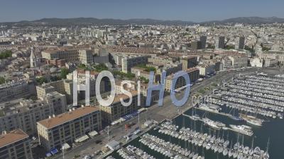 Main City Hall And Vieux-Port In Summer, Marseille, Bouches-Du-Rhone, France - Video Drone Footage