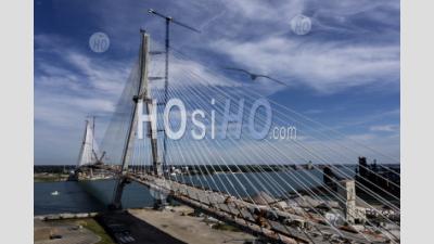 Construction Of Gordie Howe International Bridge - Aerial Photography