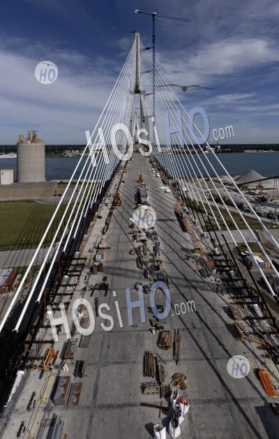 Construction Of Gordie Howe International Bridge - Aerial Photography