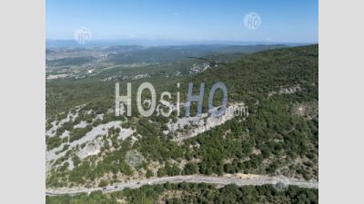 Forest At Saut Du Loup, Near Vallon Pont D'arc City, Ardèche, France - Aerial Photography