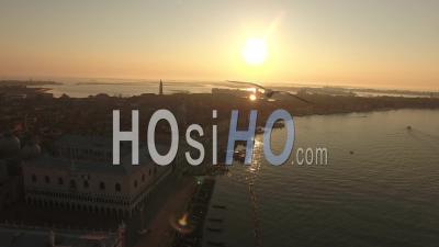 San Marco Basin At Sunrise, Venice - Video Drone Footage