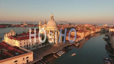 Basilica Santa Maria Della Salute In Venice - Video Drone Footage