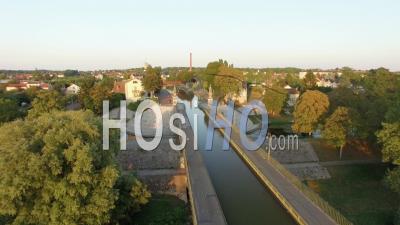 Briare Canal Bridge, Aqueduct Over Loire River - Video Drone Footage