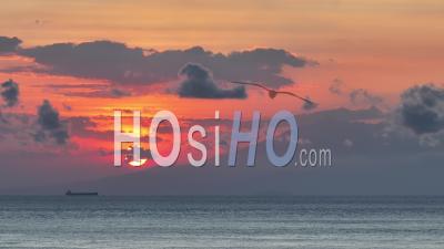 Sunrise Over Lombok Island From Amed, Bali, Indonesia - Video Drone Footage