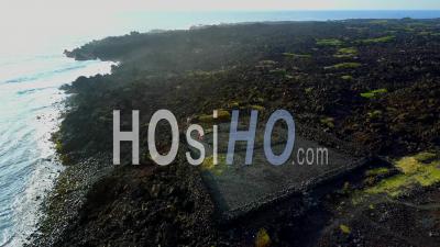 Punaluu, Black Sand Beach, Big Island, Hawaii - Video Drone Footage