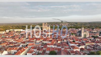 Saint Etienne Cathedral In Toul At Sunset - Video Drone Footage