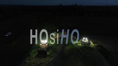 Ensilage By Night In Normandy - Video Drone Footage