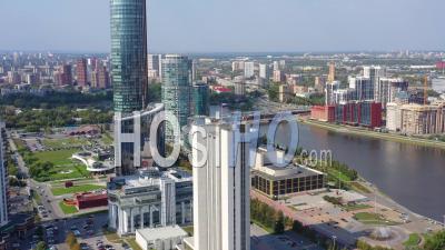 Modern Architecture And Glass Skyscrapers Of The Capital City - Video Drone Footage