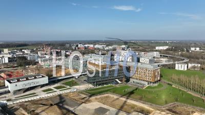 New Business District Viasilva In Cesson-Sevigne, Brittany, France - Video Drone Footage