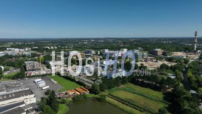 New Business District Viasilva In Cesson-Sevigne, Brittany, France - Video Drone Footage