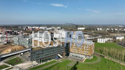 New Business District Viasilva In Cesson-Sevigne, Brittany, France - Video Drone Footage
