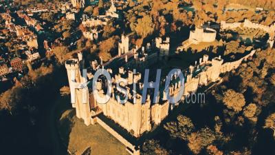 Arundel Castle In Morning Fog - Video Drone Footage